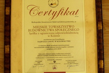 Certyfikat Najwyższa Jakość w Budownictwie (2011.02.07)